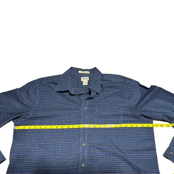 L.L. Bean Blue Plaid Button Front Shirt Size XLT - Picture 7 of 8